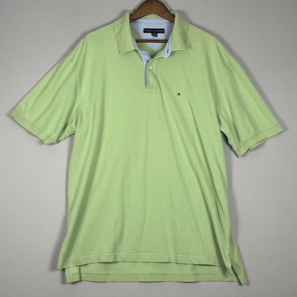 Tommy Hilfiger Polo Shirt Mens XXL Green NWOT Y2K Pique Short Sleeve Logo
